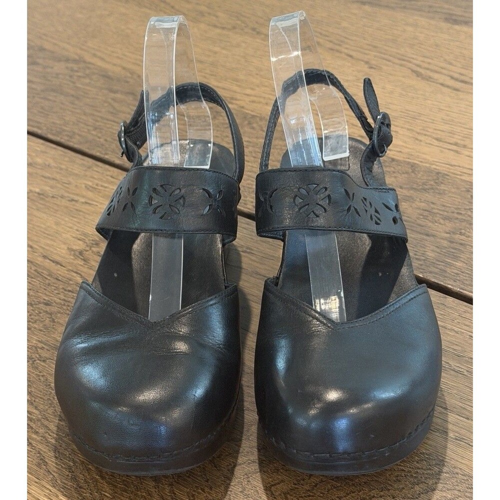 Dansko Trista Black Leather Mary Jane Slingback Clogs Women’s Sz EU 40/US 9.5-10 - Picture 3 of 11